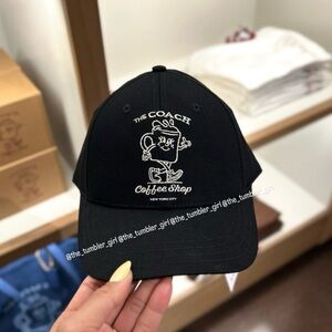 Coach Coffee Shop Lil Miss Jo Black Baseball Cap NWT